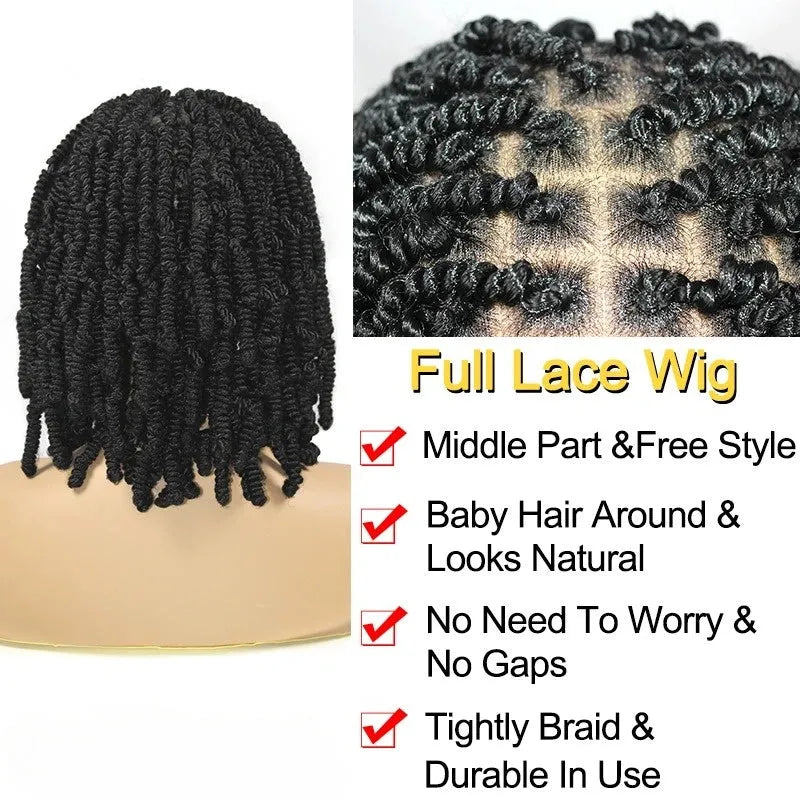 Braided Spiral Curl / Dreadlock 360 Full HD Front Lace Synthetic Wig