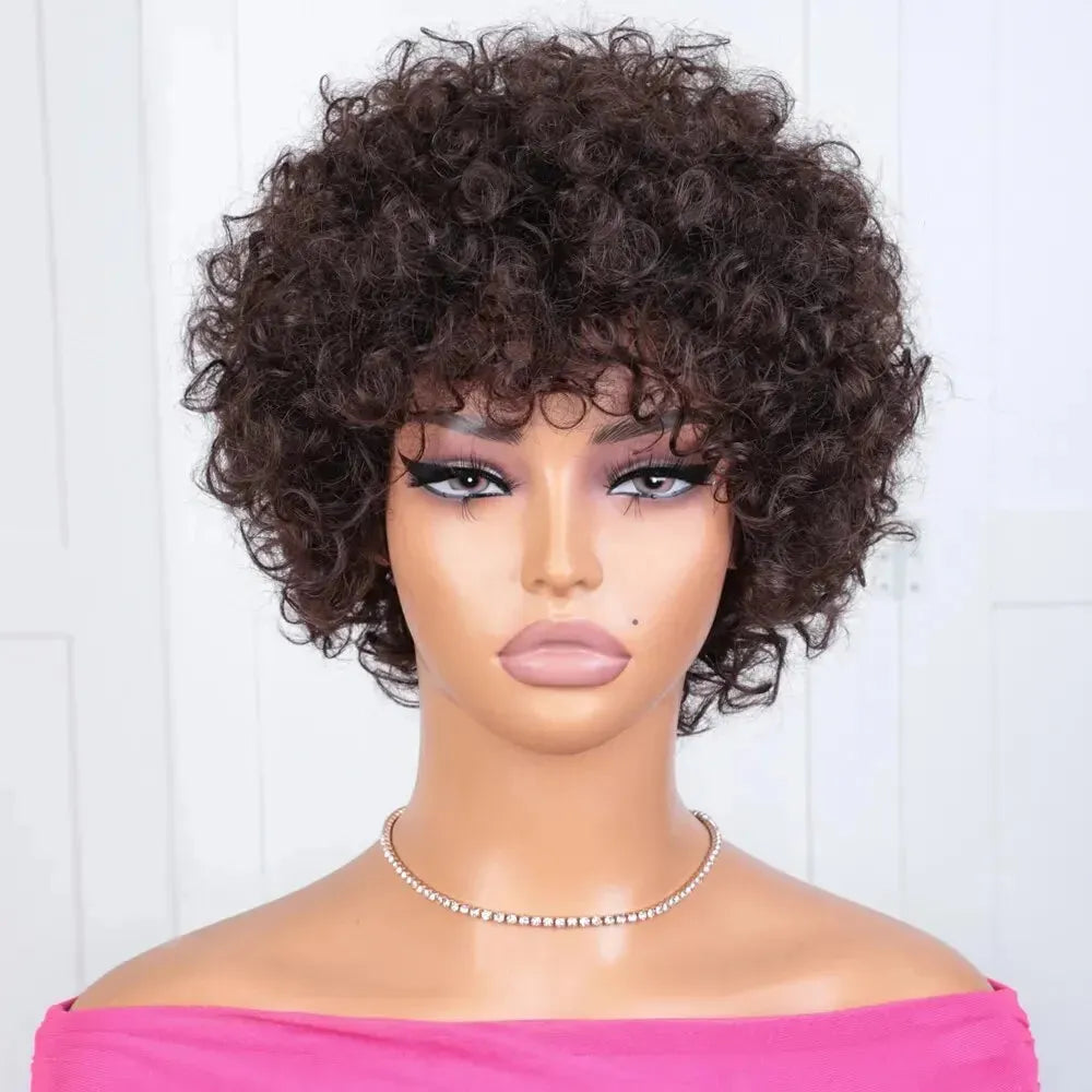 Wear and Go Kinky Curly Minimalist Lace Wig With Bangs 100% Remy Human Hair