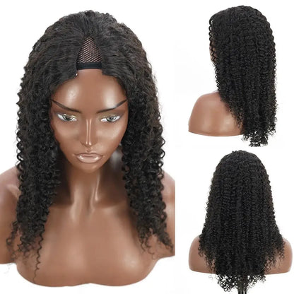 Jerry Curl / Afro Kinky Curly Glueless 100% Malaysian Human Hair Wig