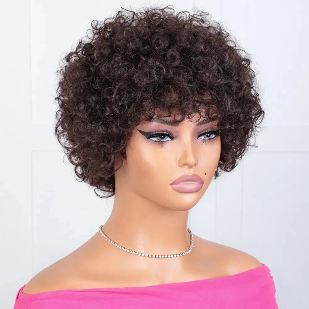 Wear and Go Kinky Curly Minimalist Lace Wig With Bangs 100% Remy Human Hair