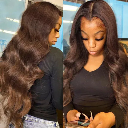 Chocolate Brown Body Wave 13x4 HD Pre-Cut Lace Front Lace Wig