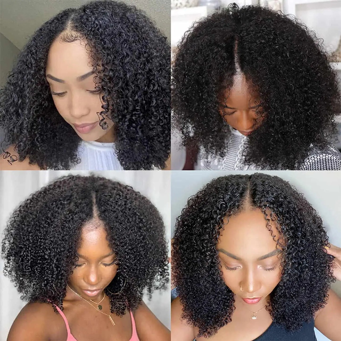 Jerry Curl / Afro Kinky Curly Glueless 100% Malaysian Human Hair Wig