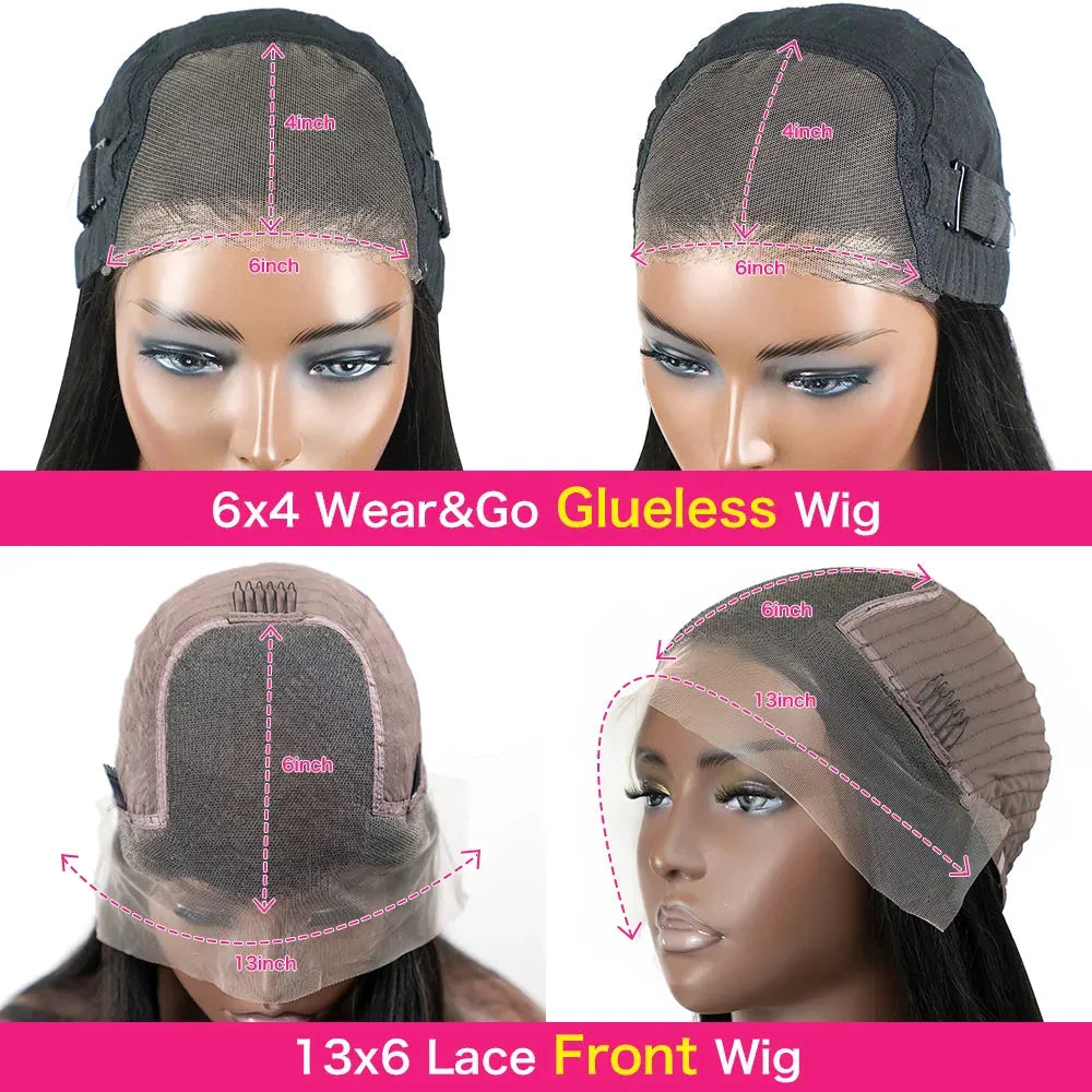 Wear and Go Straight Pre-Сut HD Transparent Lace Front Glueless Wig