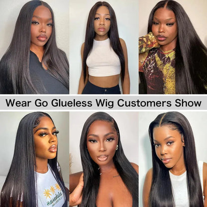 Wear and Go Straight Pre-Сut HD Transparent Lace Front Glueless Wig