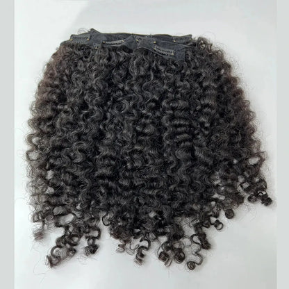 Natural Black Curly Clip In Hair Extension 100% Virgin Brazilian Human Hair