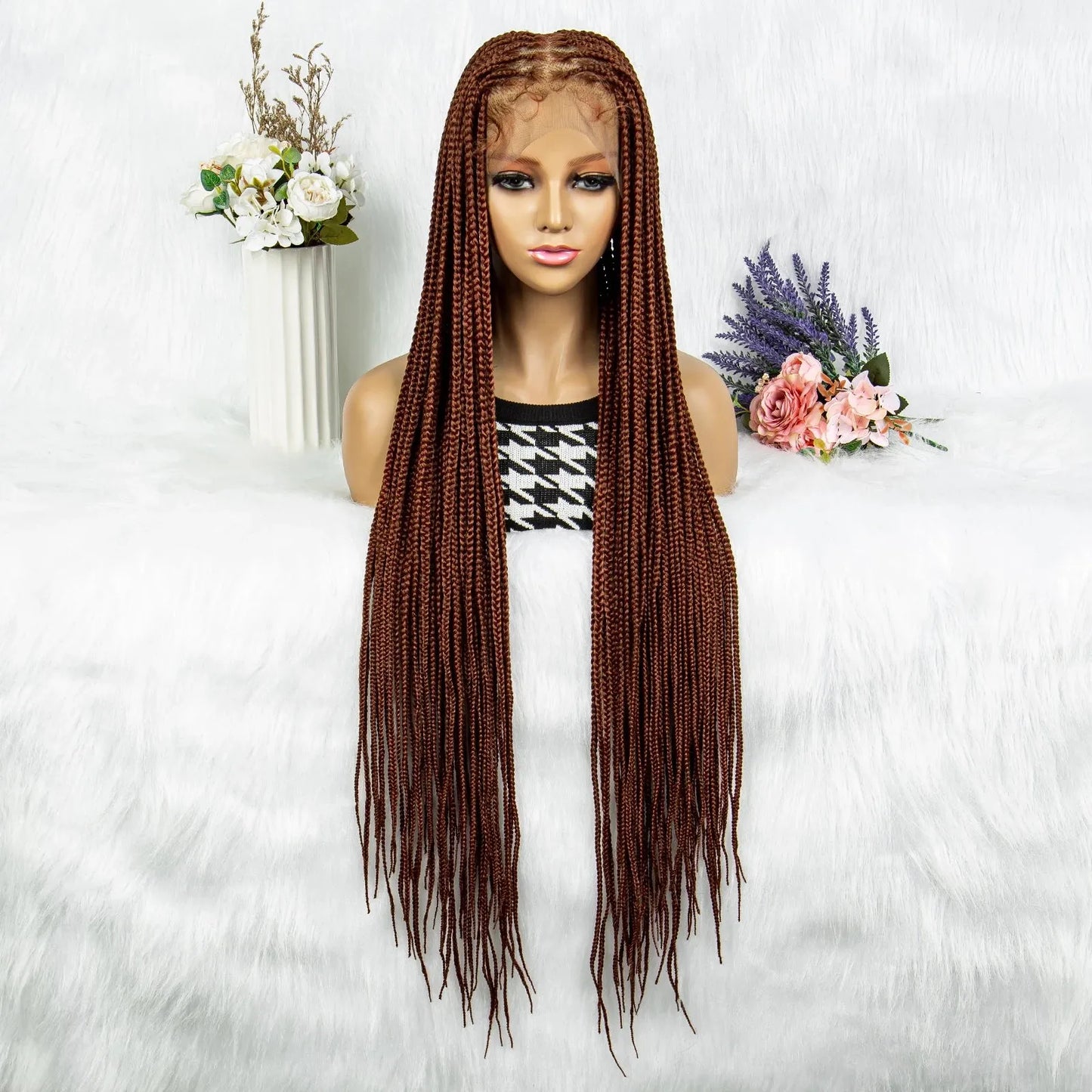 Extra Long Braided Ginger 360 HD Full Lace Front Synthetic Wig