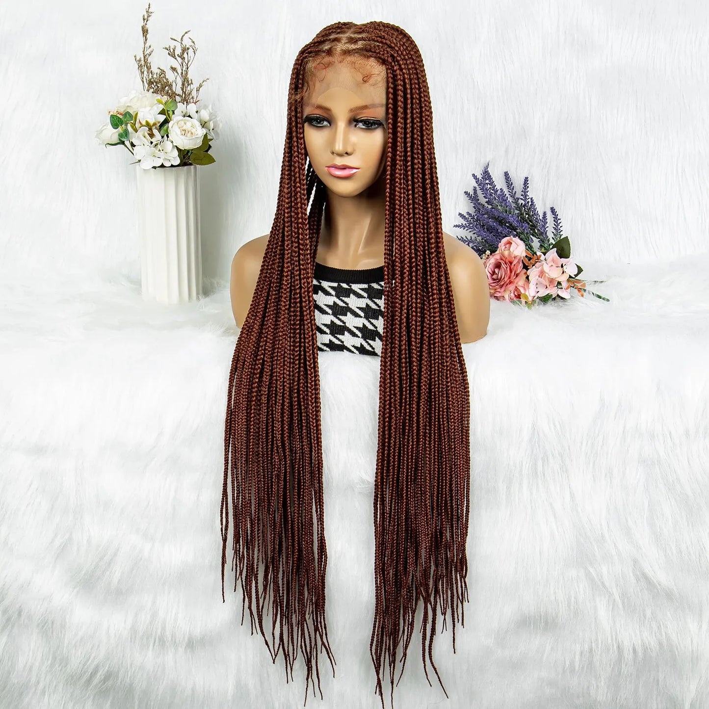 Extra Long Braided Ginger 360 HD Full Lace Front Synthetic Wig