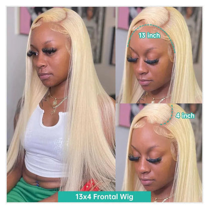 Blonde 613 Straight HD Transparent Front Lace Wig 100% Human Hair