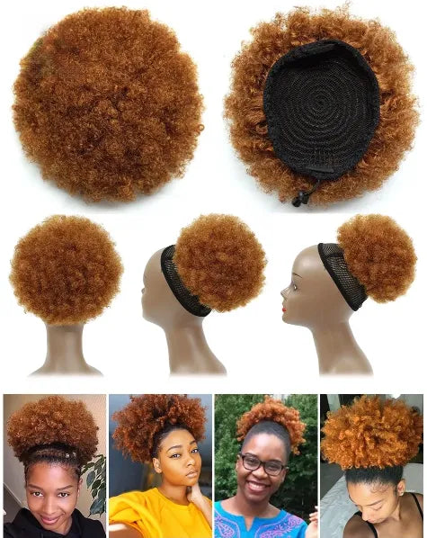 Afro Puff Drawstring Ponytail Short Curly Human Hair Extension