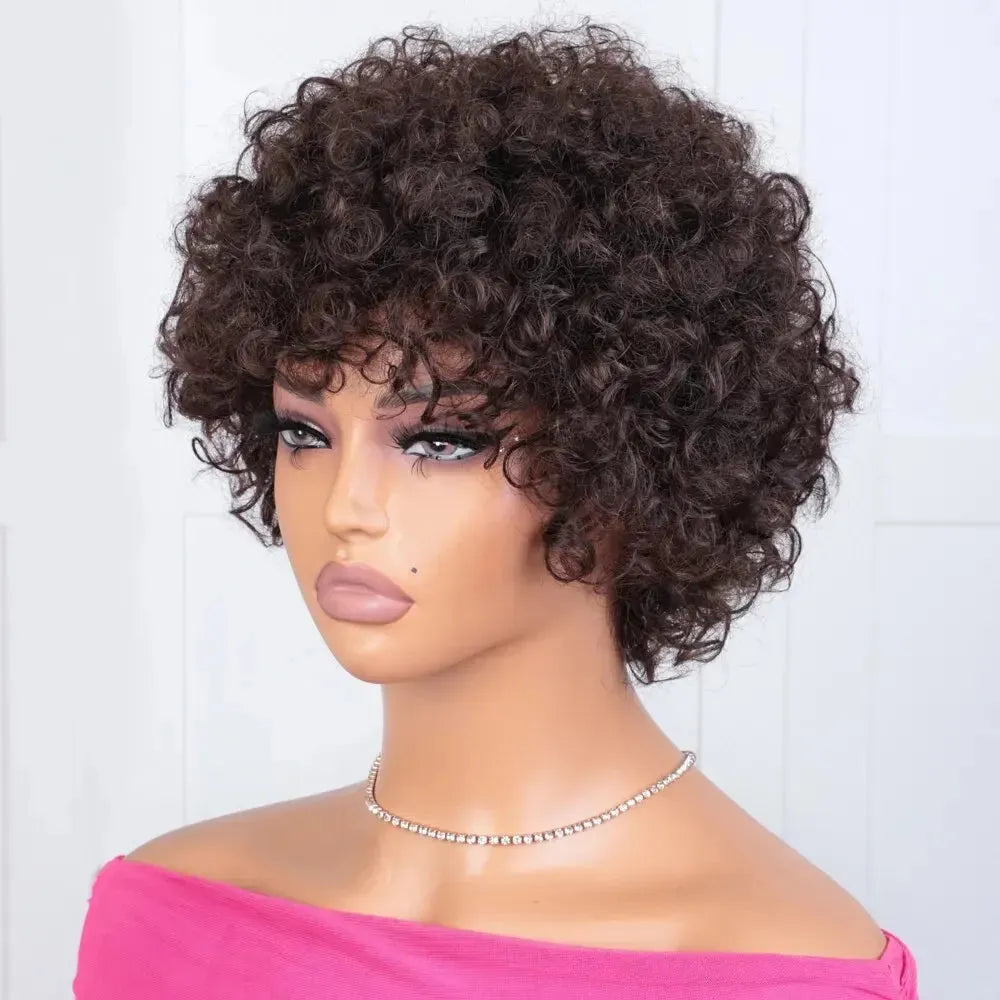 Wear and Go Kinky Curly Minimalist Lace Wig With Bangs 100% Remy Human Hair