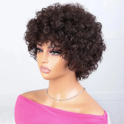 Wear and Go Kinky Curly Minimalist Lace Wig With Bangs 100% Remy Human Hair