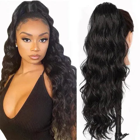 Body Wave Drawstring Ponytail Clip In Remy Human Hair Extension