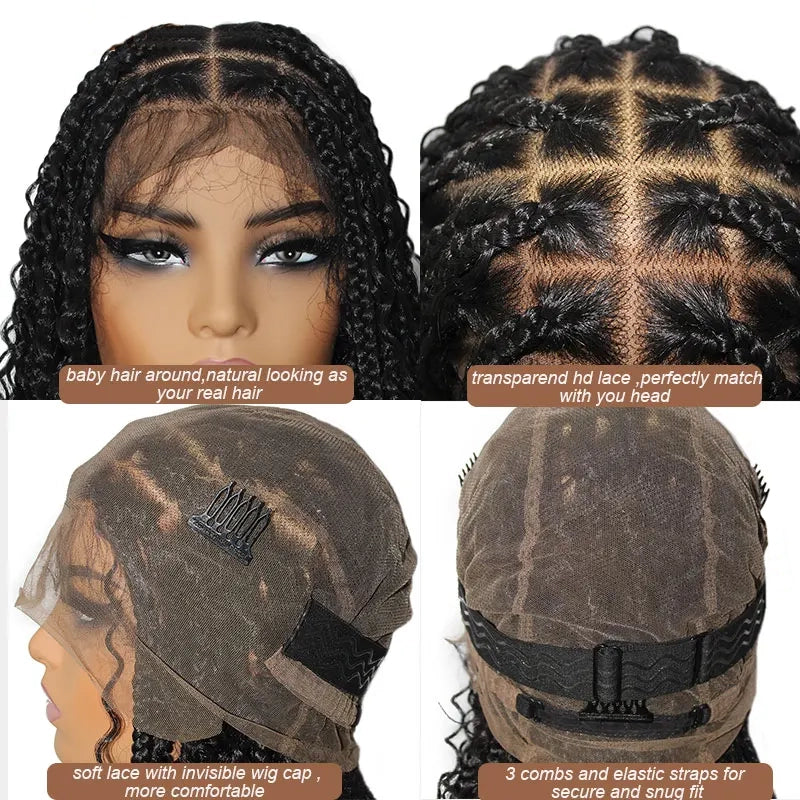 12 Inch Pre-cut Short Boho Braided Box 360 Full Lace Synthetic Cornrow Bob Wig