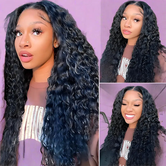 Perfect Deep Wave 4x4 Curly Transparent Lace Front Glueless Wig