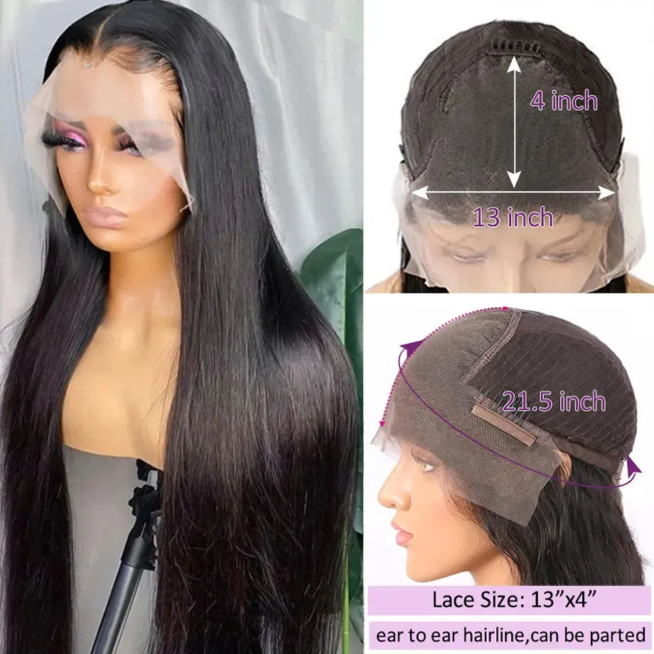 Straight 5x5 Closure/13x4 HD Front Lace Glueless Wig 100% Human Hair