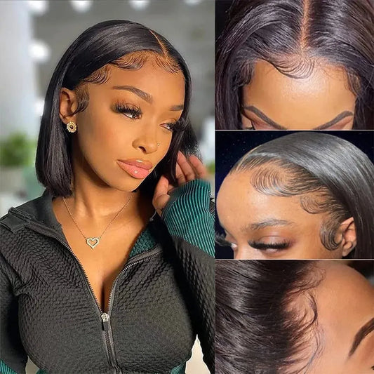 Short Straight Bob 4x4/13x4 HD Front Lace Glueless Wig 100% Human Hair