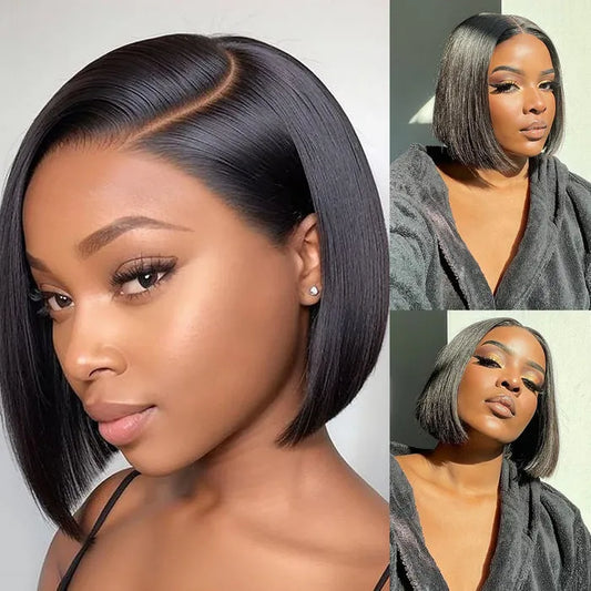 Wear and Go Straight Bob Transparent and Pre-cut 4x4 Lace Closure Glueless Wig