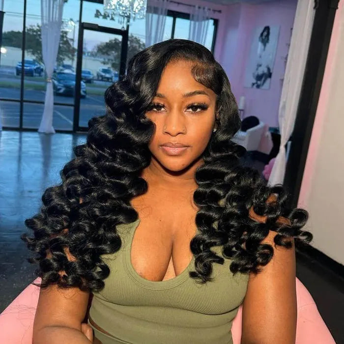 Natural Loose Deep Wave 13x4 HD Lace Front Wig Human Hair Pre Plucked With Baby Hair