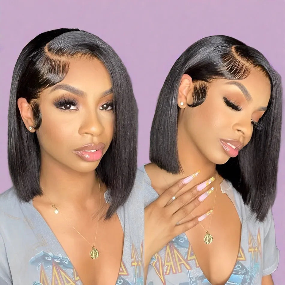 Short Straight Bob 13x5 Undetectable Side Part Glueless Wig